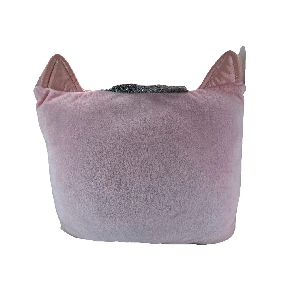 Miss‎ Gwen OMG Accessories Pink Cat Heart Print Plush Decorative Pillow 15x13